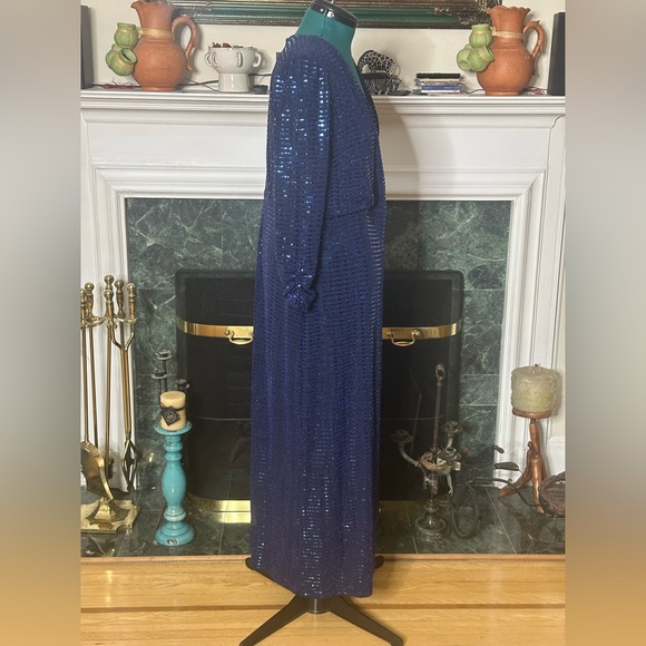 Vince Camuto Royal Blue Sequins Full Length Evening Dress sz 16W - Picture 8 of 10